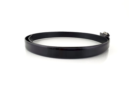 Chanel 2015 So Black Lacquered Patent Skinny CC Logo Belt 90