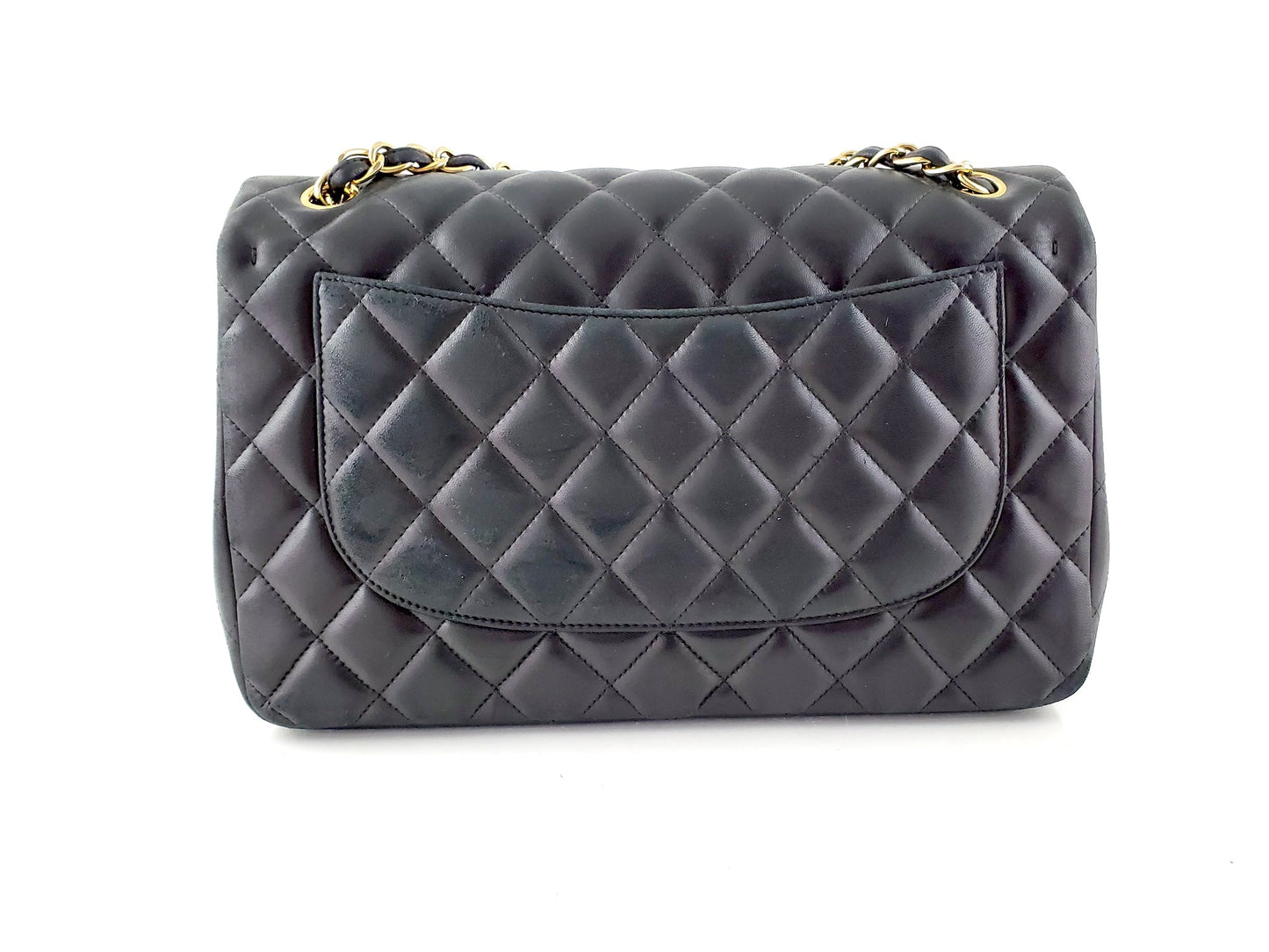 CHANEL Lambskin Quilted Gold Hardware Jumbo Classic Double Flap Bag