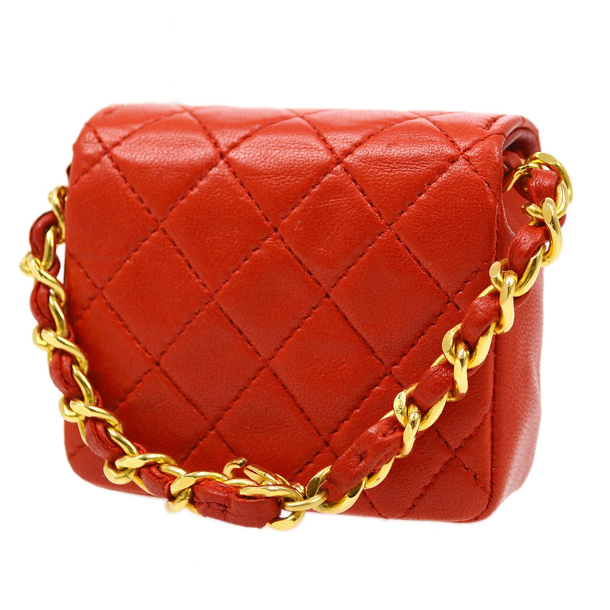 CHANEL★ Classic Flap Micro Bag Pouch Red 71178