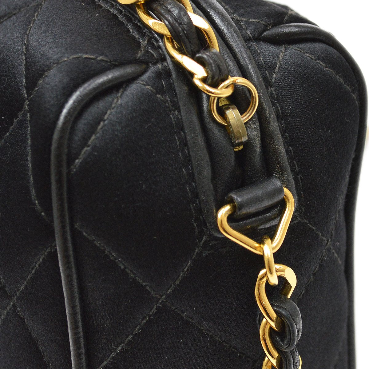 CHANEL 1994-1996 Black Satin Diamond Camera Bag Mini 82564