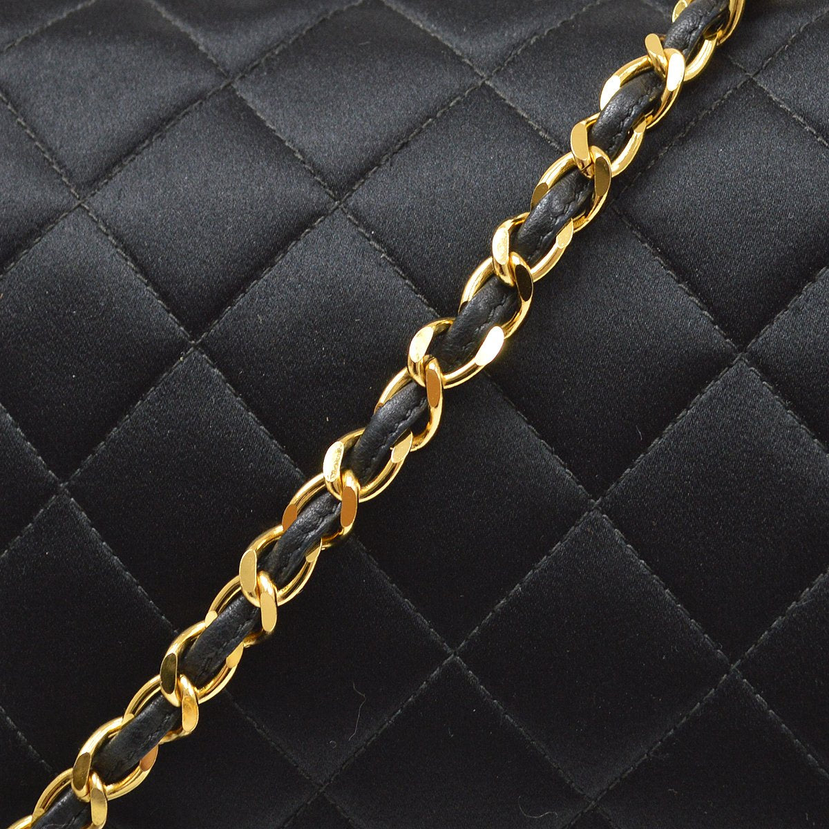 CHANEL 1994-1996 Black Satin Diamond Camera Bag Mini 82564