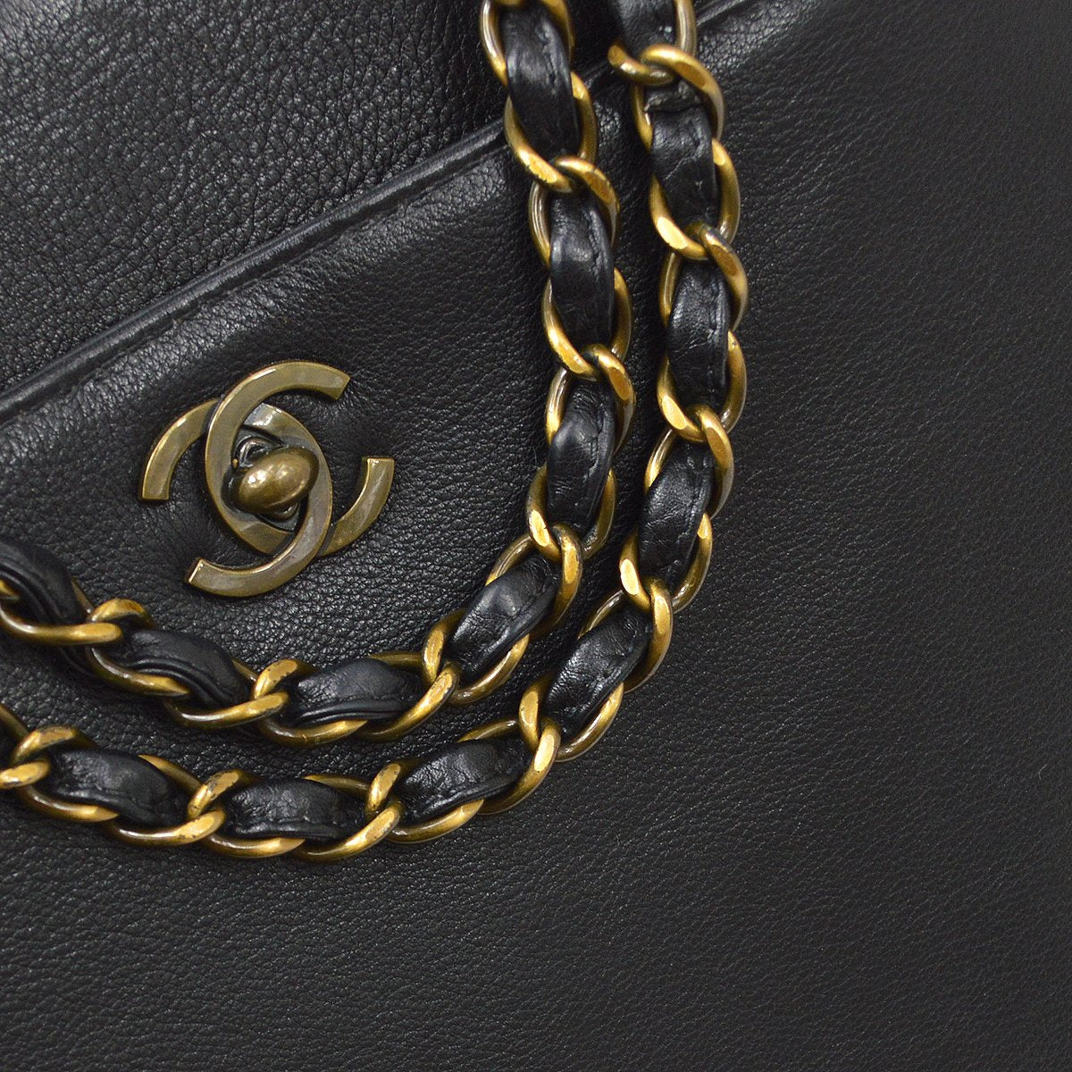 CHANEL 1997-1999 Chain Hand Bag Black 82578