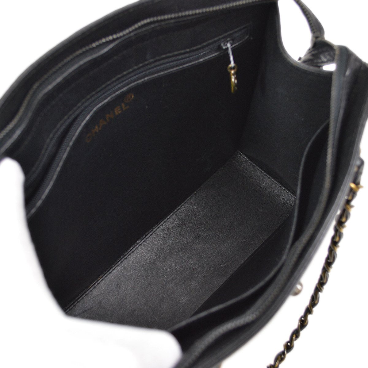 CHANEL 1997-1999 Chain Hand Bag Black 82578