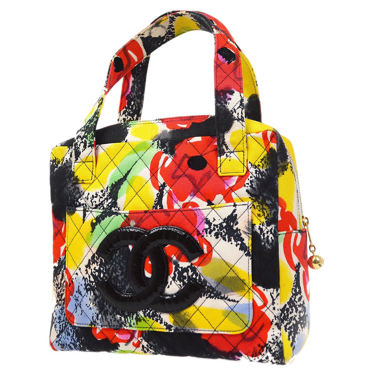 CHANEL 1997 watercolour floral printed Handbag 72110