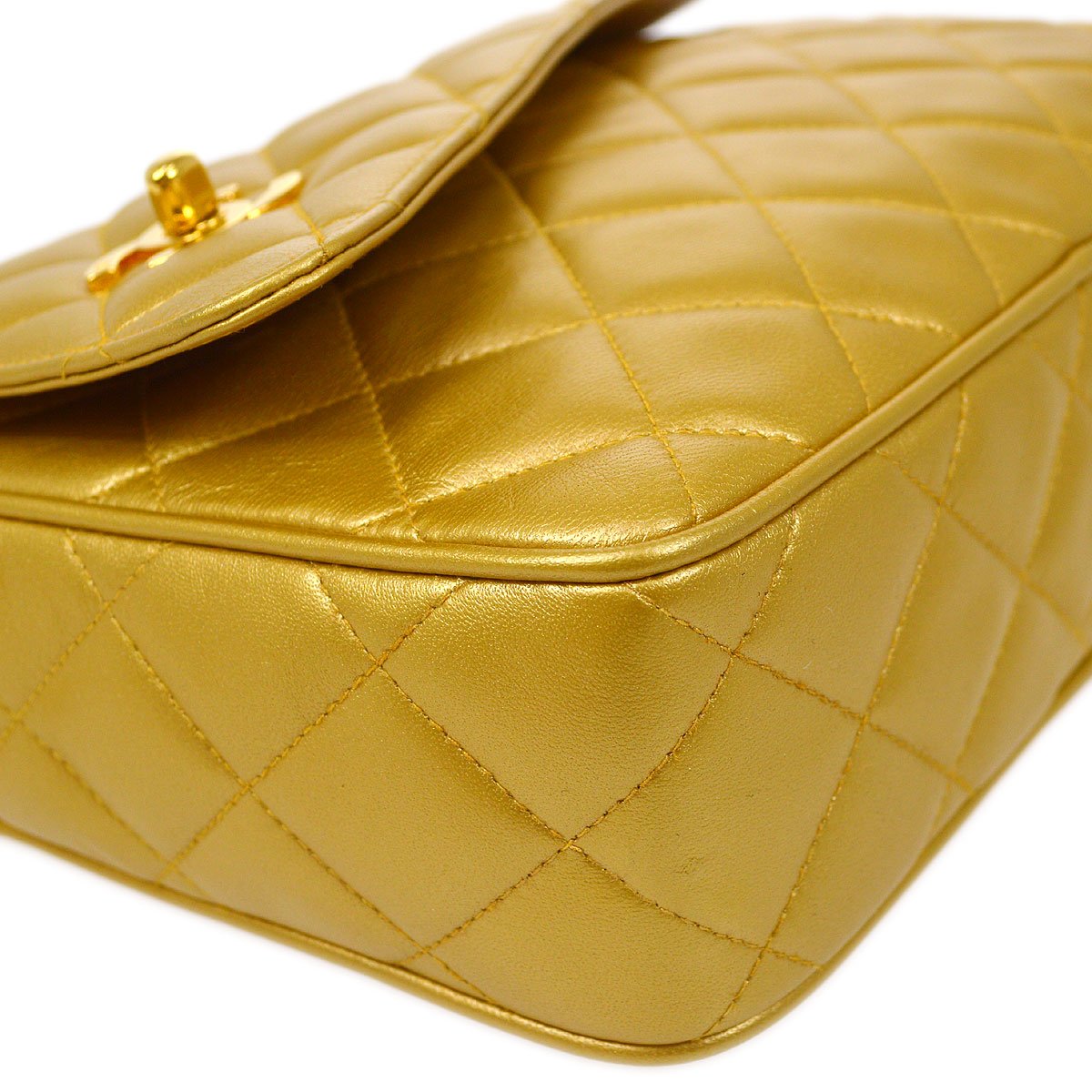 CHANEL 1991-1994 Gold Lambskin Quilted Pocket Camera Bag 81576
