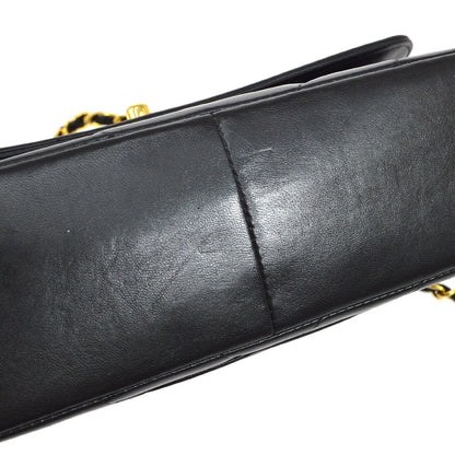CHANEL Black Lambskin Chevron Top Handle Bag 72823