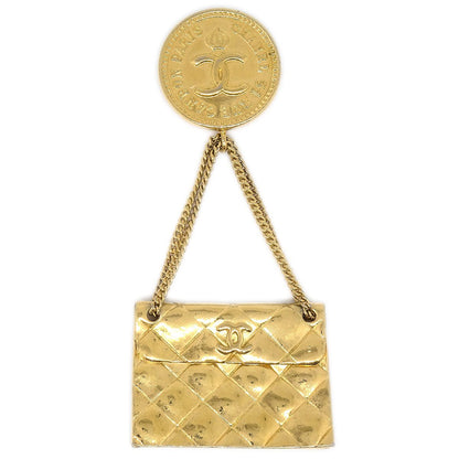 CHANEL 1996 Bag Brooch 24k Gold plate 72894