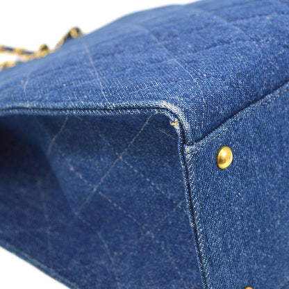 CHANEL 1997-1999 Indigo Denim Quilted Chain Tote AK31683b