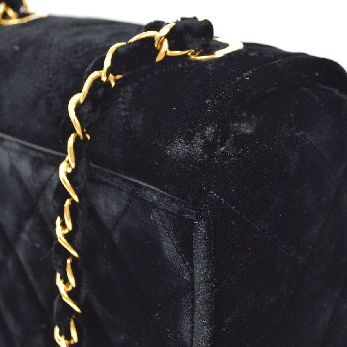 CHANEL 1991-1994 Black Velvet Quilted Shoulder Bag 10068