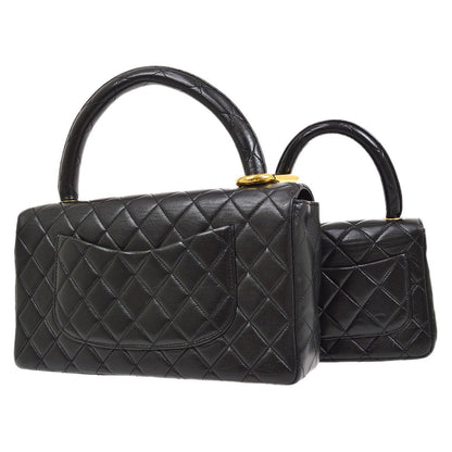 CHANEL 1994-1996 Classic Single Flap Handbags Set Black Lambskin 41841