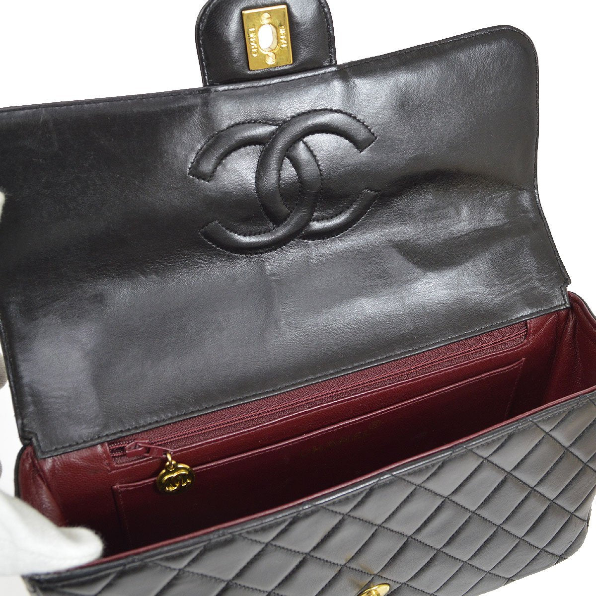CHANEL 1994-1996 Classic Single Flap Handbags Set Black Lambskin 41841
