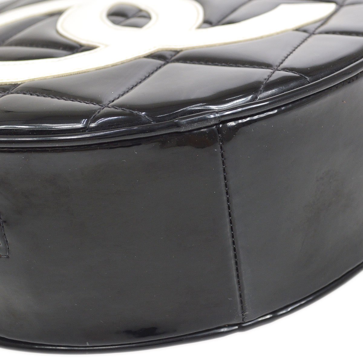 CHANEL Round Cosmetic Vanity Chain Hand Bag Black 92940