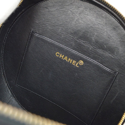 CHANEL Round Cosmetic Vanity Chain Hand Bag Black 92940