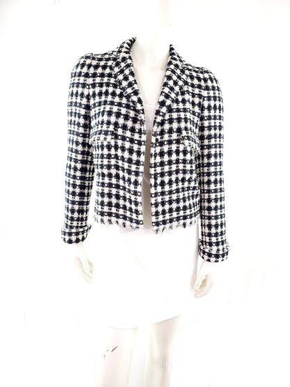 CHANEL 2006 Black White Tweed Jacket 36