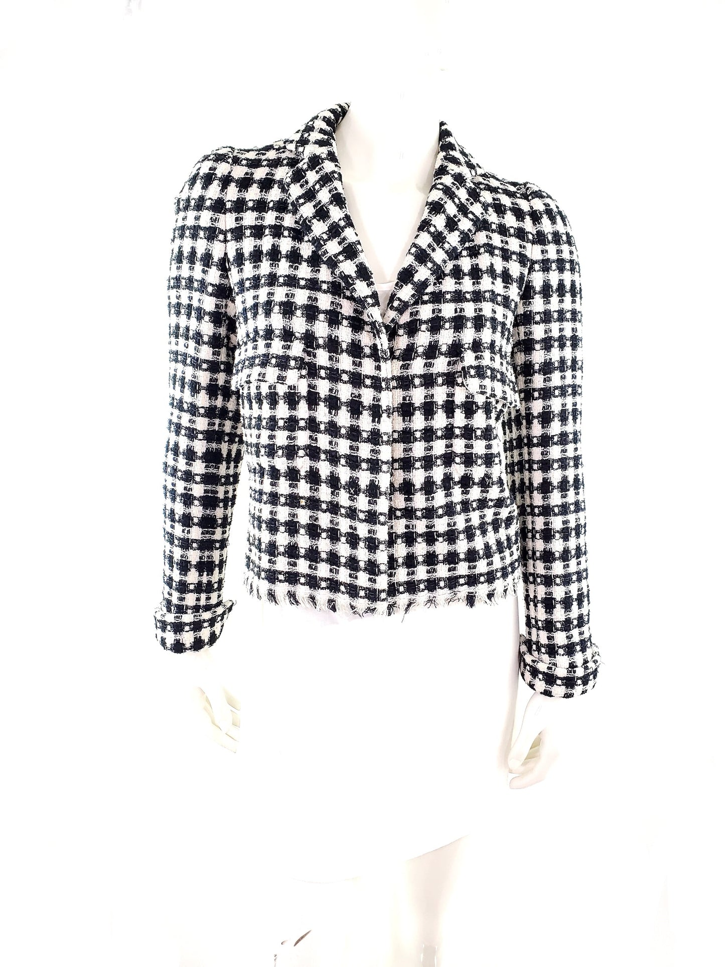 CHANEL 2006 Black White Tweed Jacket 36