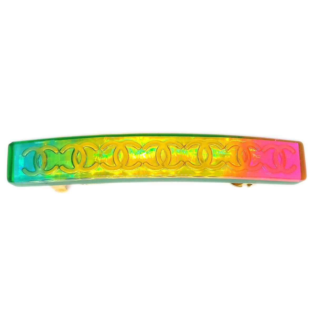 CHANEL 1997 Rainbow Lucite Hair Clip Barrette 12279