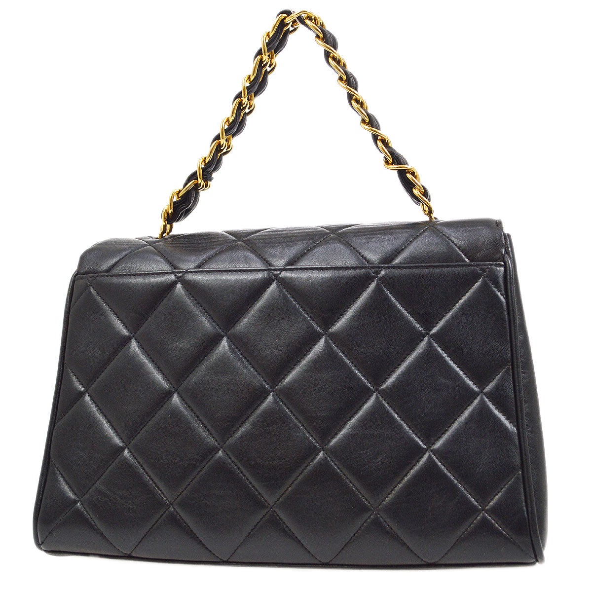 CHANEL 1994-1996 Chain Hand Bag Black Lambskin 20418