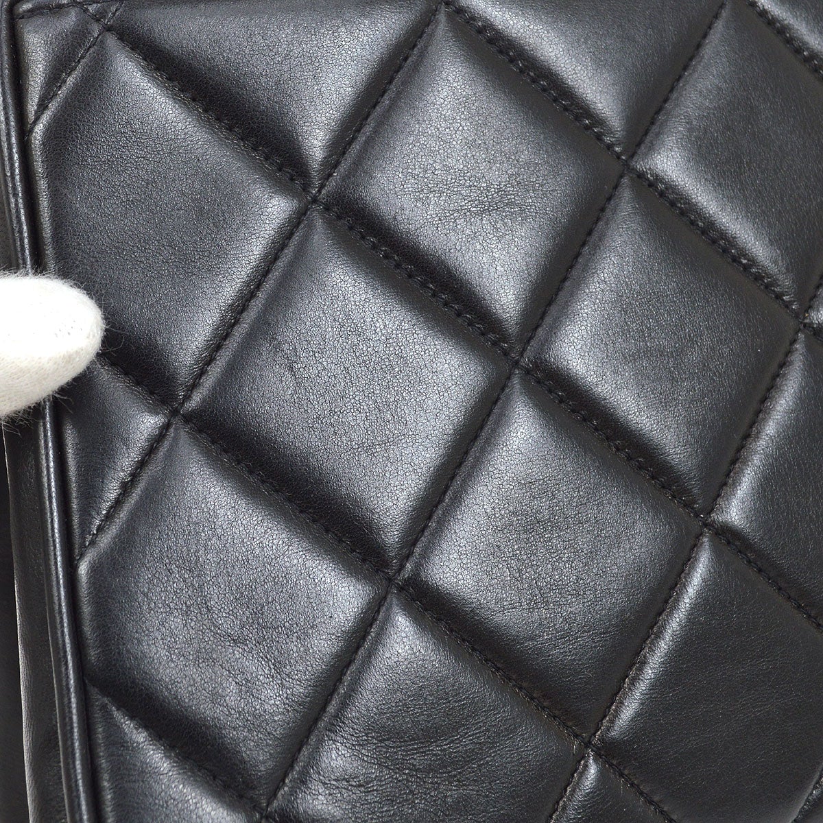 CHANEL 1994-1996 Chain Hand Bag Black Lambskin 20418