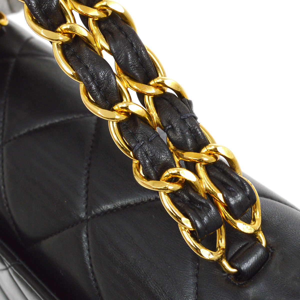 CHANEL 1994-1996 Chain Hand Bag Black Lambskin 20418