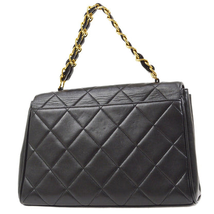 CHANEL Chain Hand Bag Black Lambskin 43277