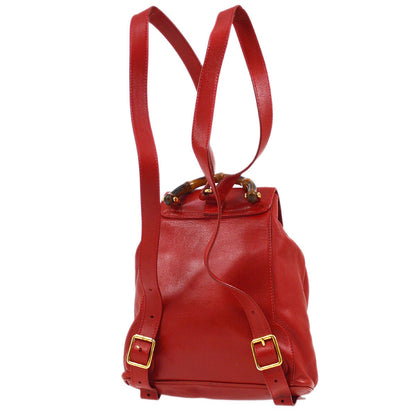 Gucci Bamboo Line Backpack Hand Bag Red JT07217j