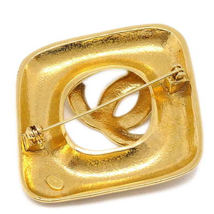 CHANEL 1997 Diamond Brooch Pin Gold 13124