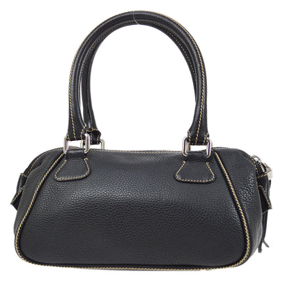 CHANEL 2003-2004 Black Caviar Embossed Logo Handbag 00960