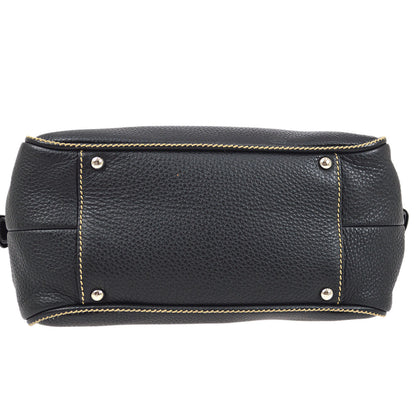 CHANEL 2003-2004 Black Caviar Embossed Logo Handbag 00960