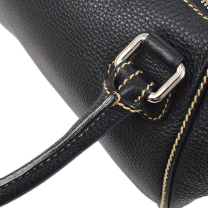 CHANEL 2003-2004 Black Caviar Embossed Logo Handbag 00960