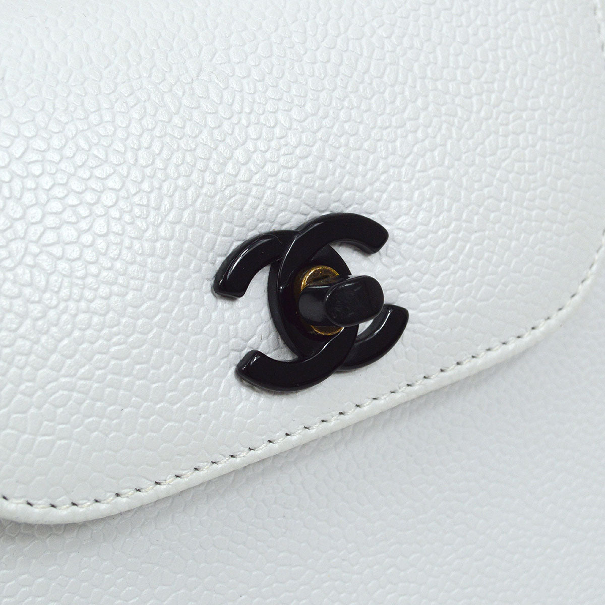 CHANEL 1997-1999 Handbag White Caviar 53112