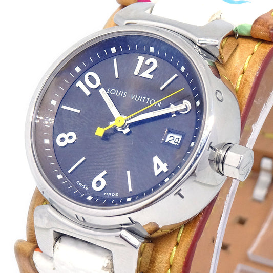 LOUIS VUITTON★ 2012 TAMBOUR QUARTZ WATCH MULTICOLOR 51065