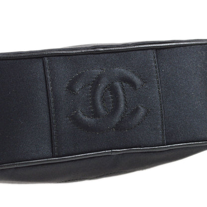 CHANEL 1996-1997 Camellia Stitched Bag Mini Black Satin 73509