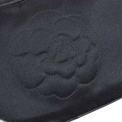 CHANEL 1996-1997 Camellia Stitched Bag Mini Black Satin 73509