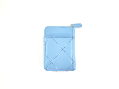 CHANEL Quilted 22S CC Blue Zip Card Case