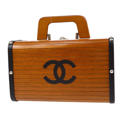 CHANEL 1996 Brown Wooden Vanity Handbag Box 84437