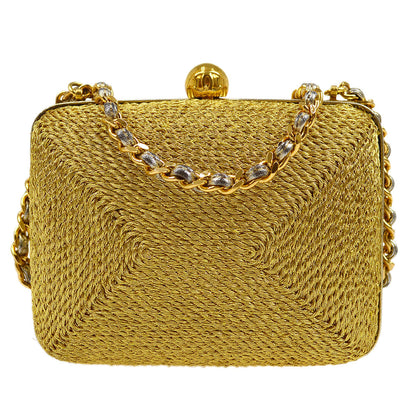 CHANEL 1998 Woven Evening Bag Gold 63979