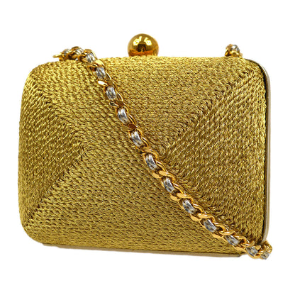 CHANEL 1998 Woven Evening Bag Gold 63979