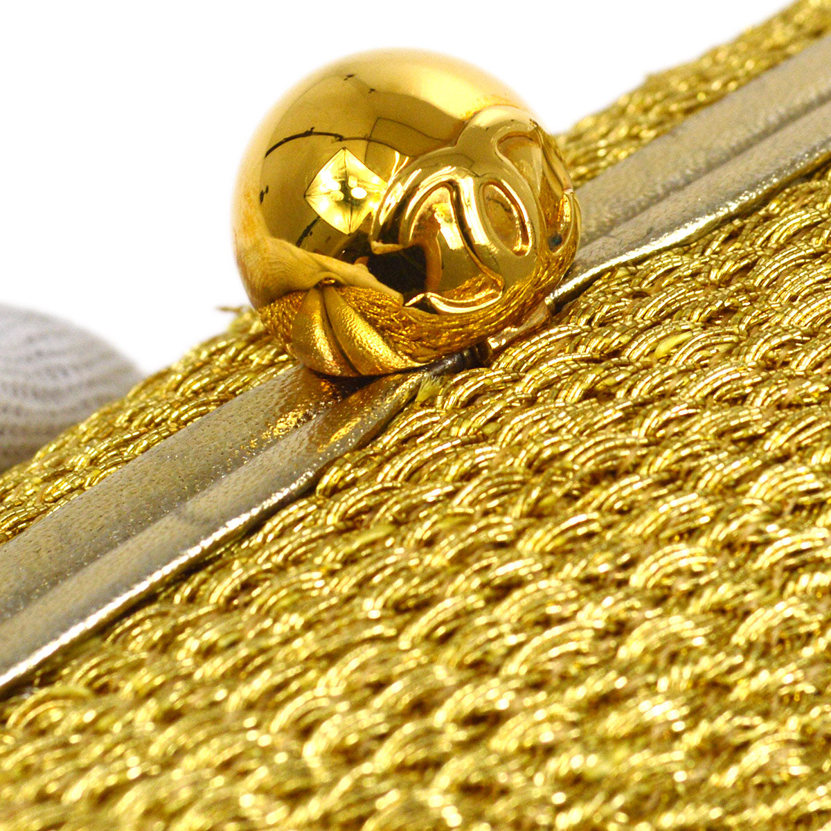CHANEL 1998 Woven Evening Bag Gold 63979