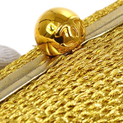 CHANEL 1998 Woven Evening Bag Gold 63979