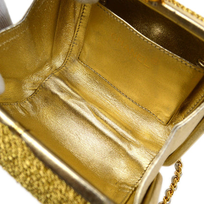 CHANEL 1998 Woven Evening Bag Gold 63979