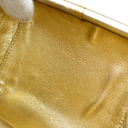 CHANEL 1998 Woven Evening Bag Gold 63979