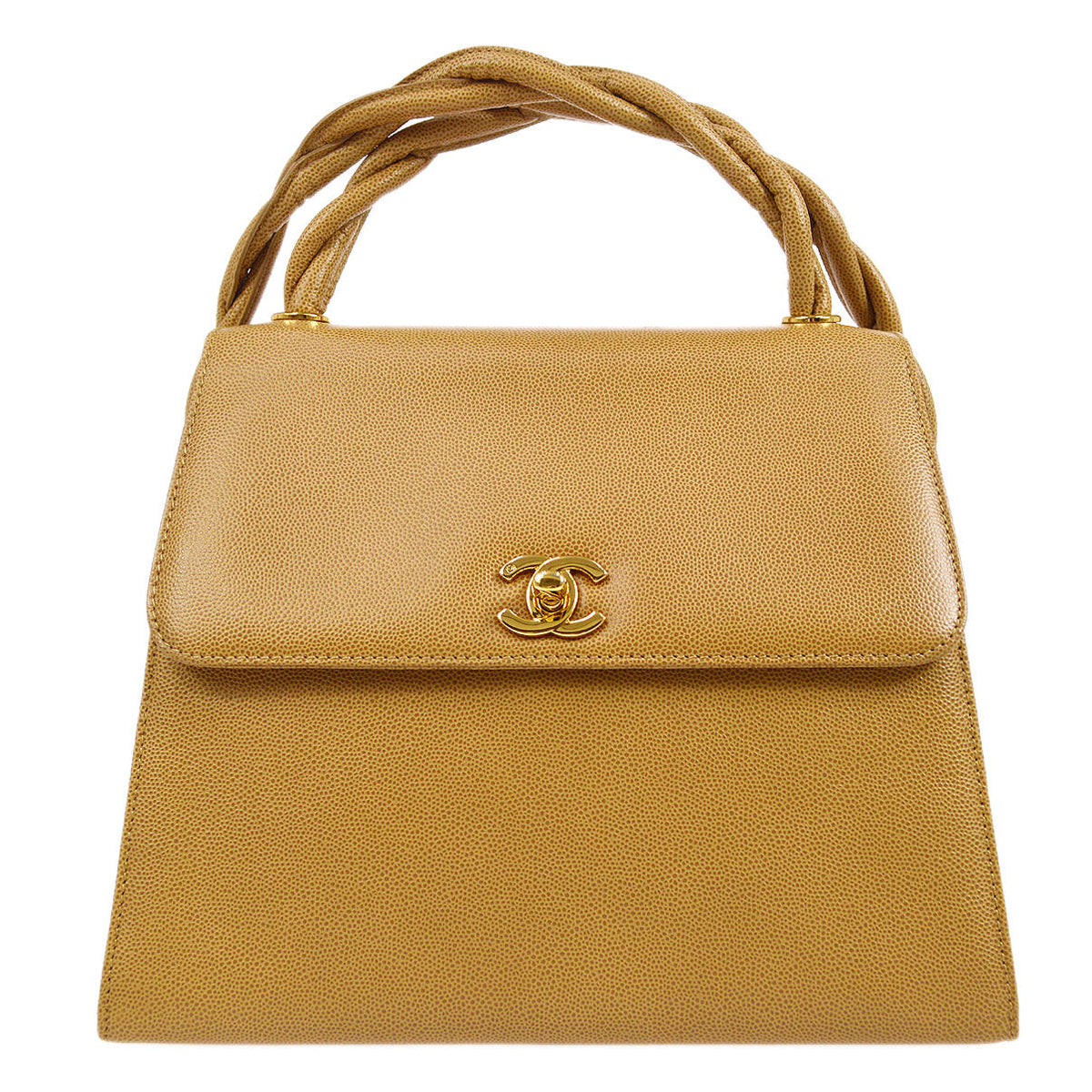 CHANEL 1999 Beige Caviar Trapezoid Shoulder Bag 85359