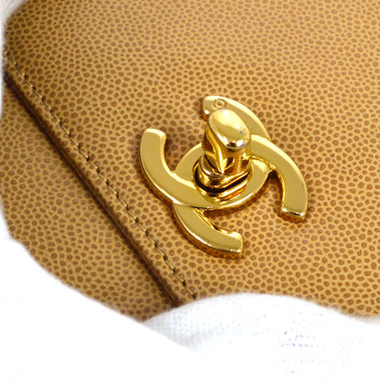 CHANEL 1999 Beige Caviar Trapezoid Shoulder Bag 85359