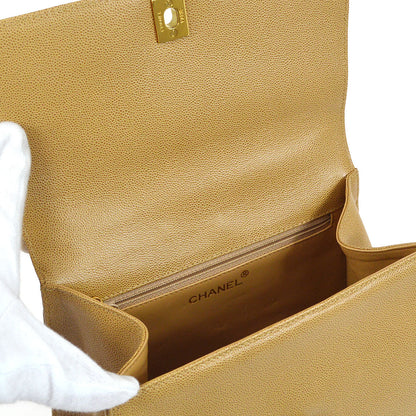 CHANEL 1999 Beige Caviar Trapezoid Shoulder Bag 85359