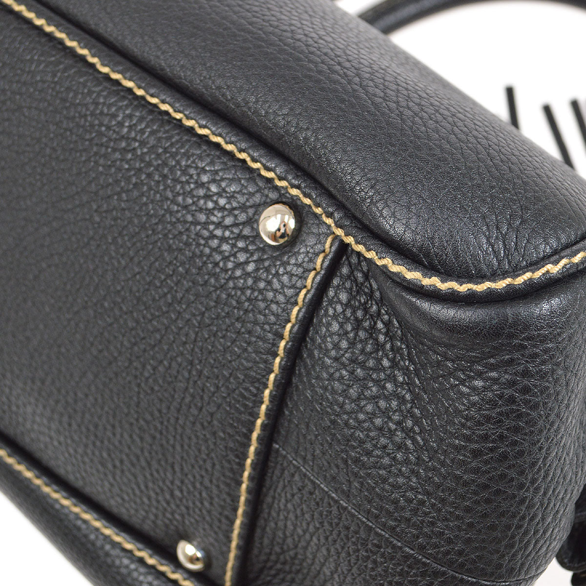 CHANEL 2003-2004 Black Caviar Skin Tassel Handbag 30420