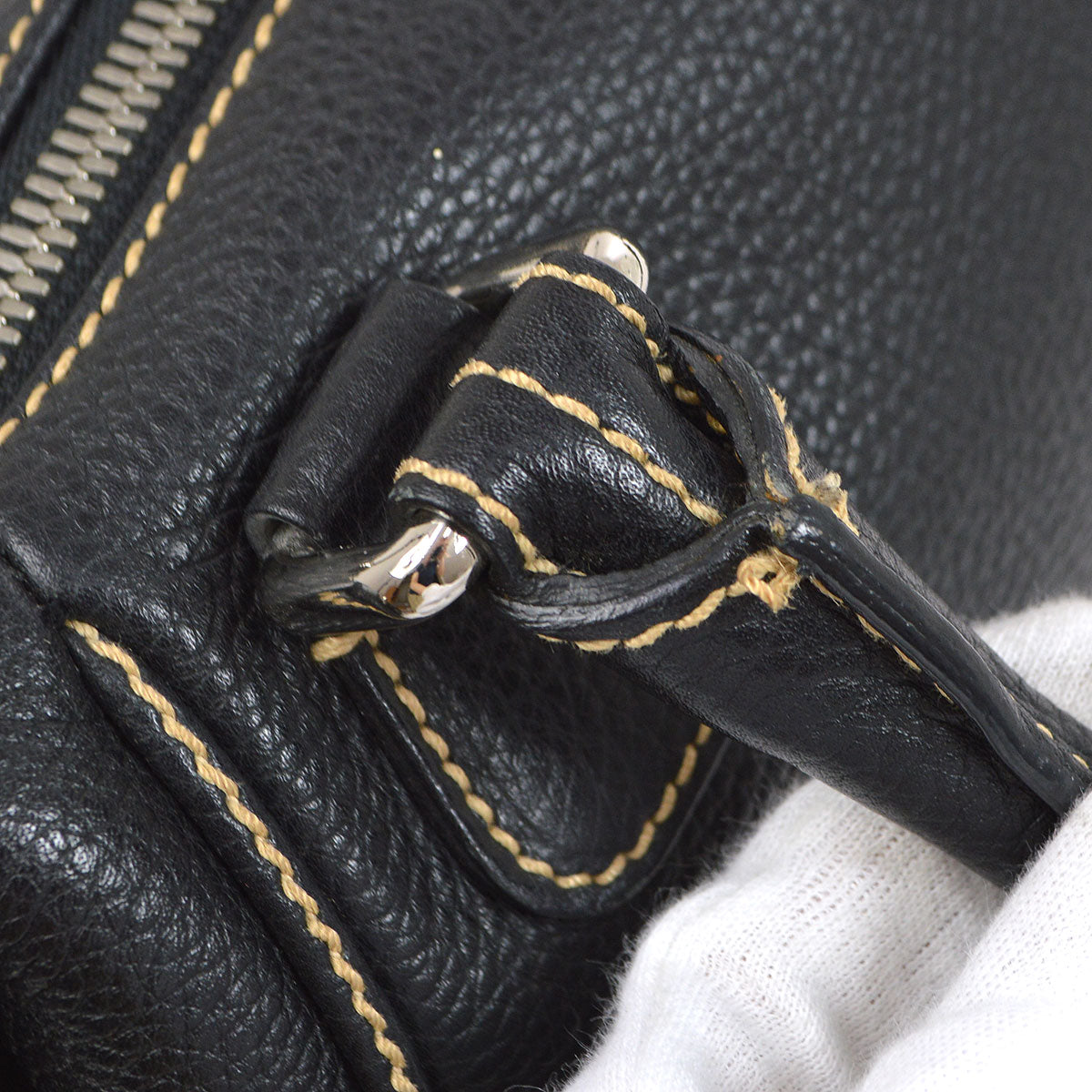 CHANEL 2003-2004 Black Caviar Skin Tassel Handbag 30420