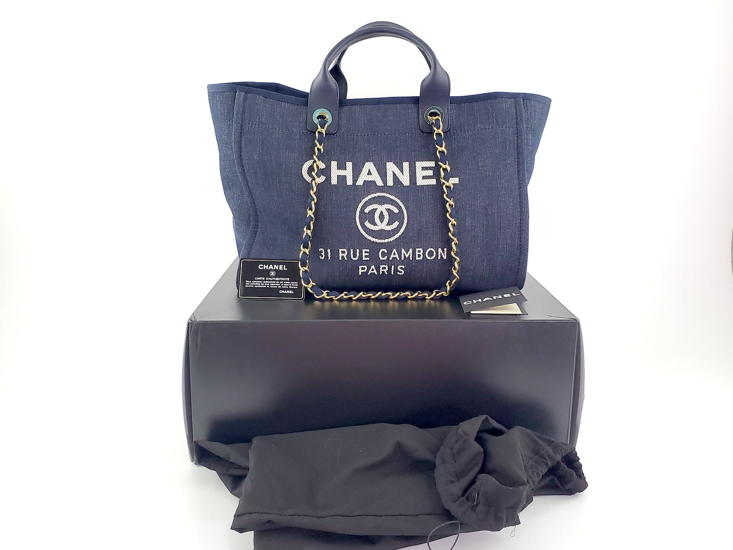 CHANEL DEAUVILLE Denim Blue Marine Tote
