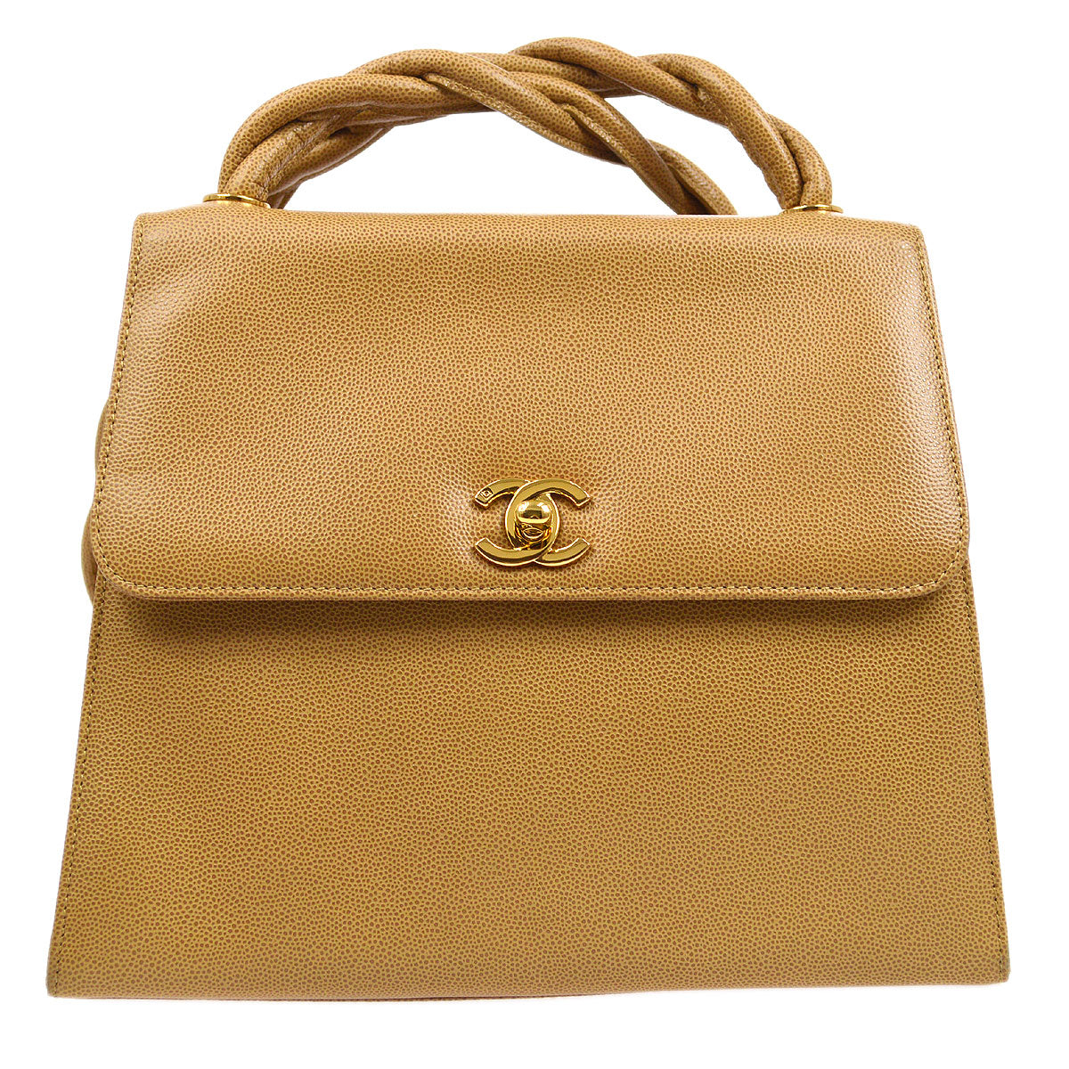 CHANEL 1999 Braided Shoulder Bag Beige Caviar 95853