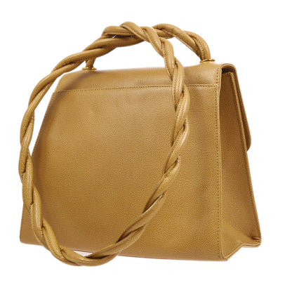 CHANEL 1999 Braided Shoulder Bag Beige Caviar 95853