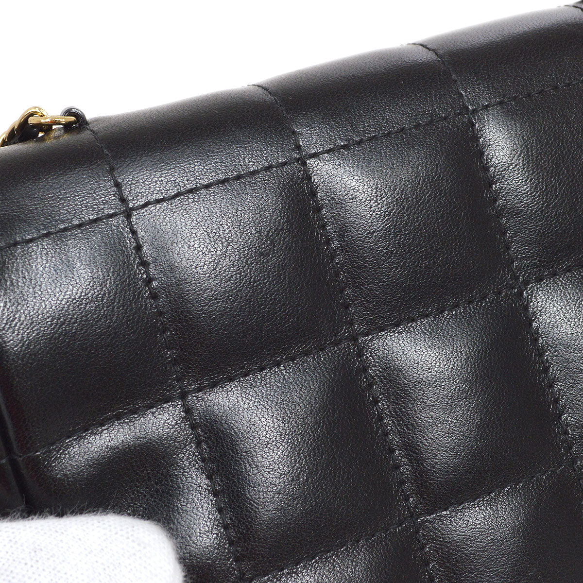 CHANEL 2003-2004 Camellia Choco Bar Shoulder Bag Mini Black Lambskin 15690
